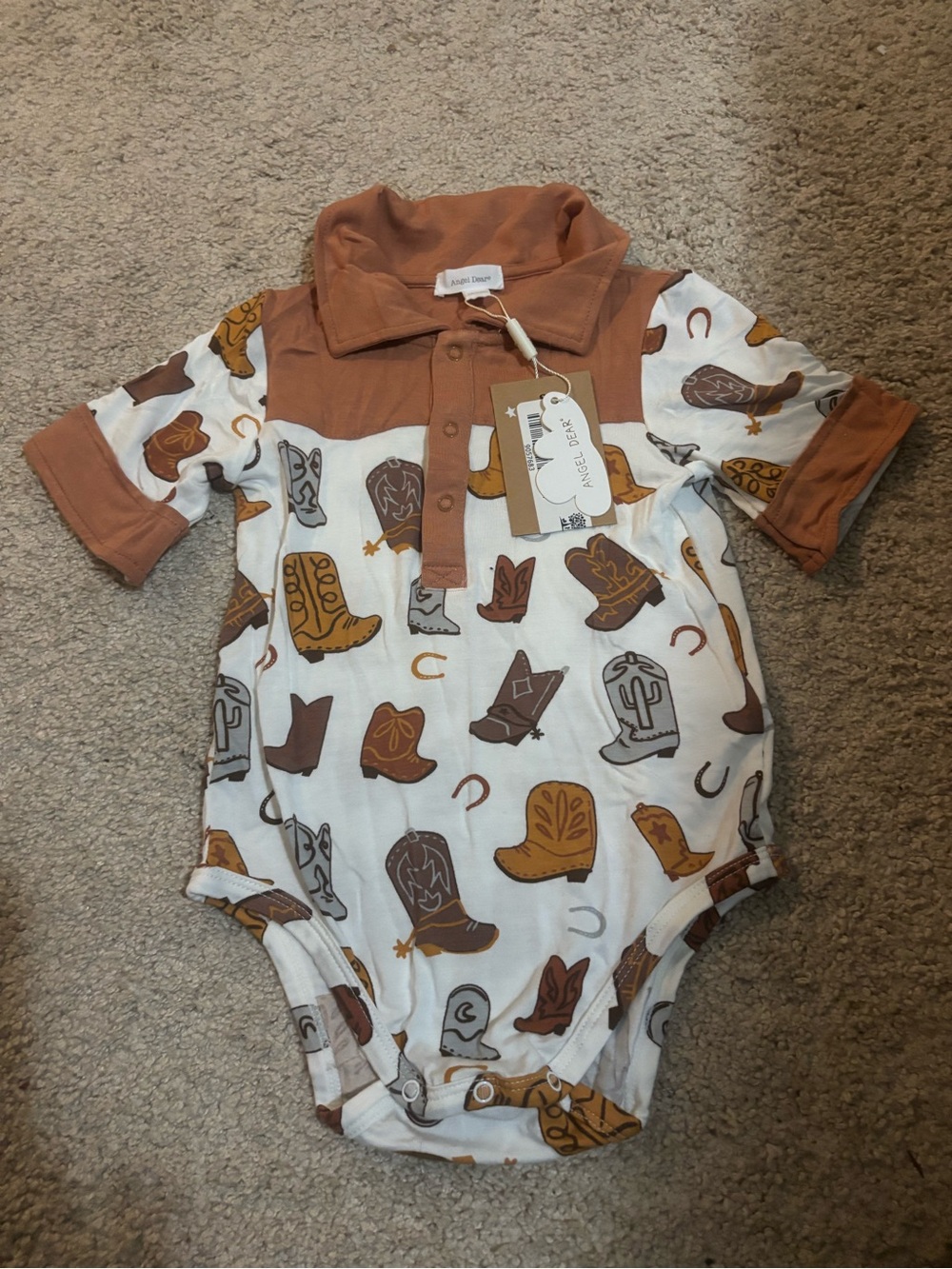 NWT Angel Dear Polo Collar Cowboy Boot Onesie